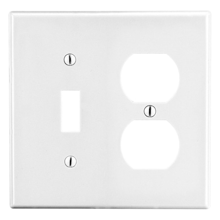 Wallplate, Mid-Size 2-Gang, 1) Duplex 1) Toggle, White